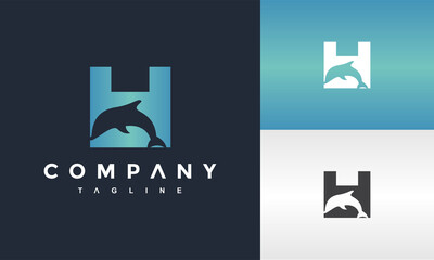 letter H dolphin logo