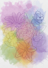 Watercolor Bouquet of Flowers 