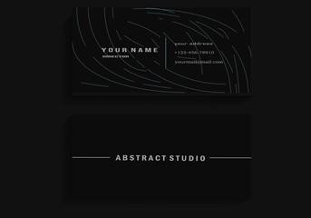 Dark card background in the form of elegant abstract lines with text in the center for business cards, visiting cards, banners, covers