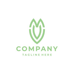 simple and modern M leaf logo design template elements