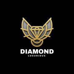 Vector Logo Illustration Diamond Line Art Style.