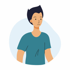 A calm man in T-shirt. Avatar for social network. Phlegmatic type of temperament.