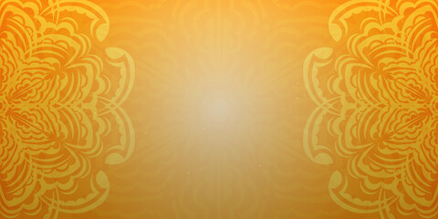 Yellow orange abstract background with floral ornaments