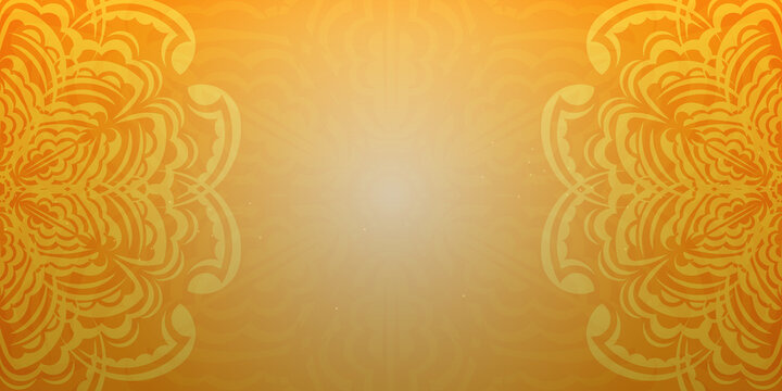 Yellow orange abstract background with floral ornaments