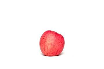 Soft red apple single on white isolated background
