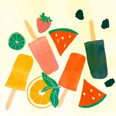 Different popsicle flavors and summer treats