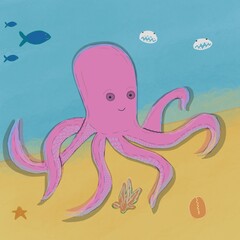 Octopus skims the ocean floor