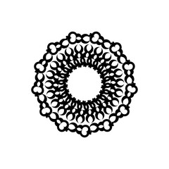 Mandala black and white logo. Isolated element for design and coloring on a white background.
