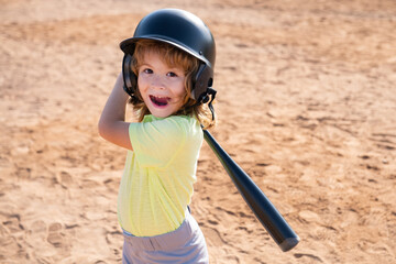 Kid holding a baseball bat. Pitcher child about to throw in youth baseball.