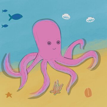 Octopus skims the ocean floor