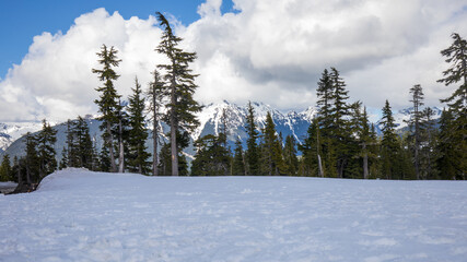 Snow covered mountains, Mt. Shuksan, in Spring, Washington state.