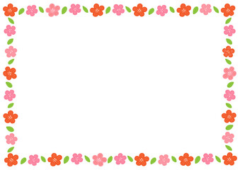 Azalea flowers decorative frame isolated on white background.