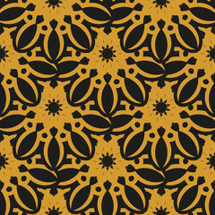 Graphic ornament for wallpaper, fabric, packaging. Oriental abstract floral ornament.