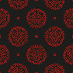 Chinese black and red abstract seamless vector background. Wallpaper in a vintage style template. Indian floral element. Graphic ornament for wallpaper, packaging, wrapping.
