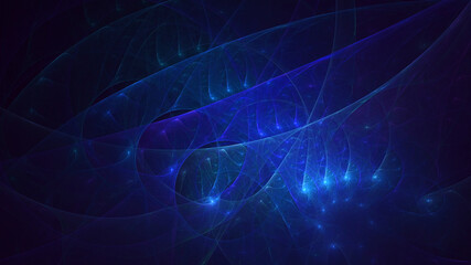 3D rendering abstract blue fractal light background