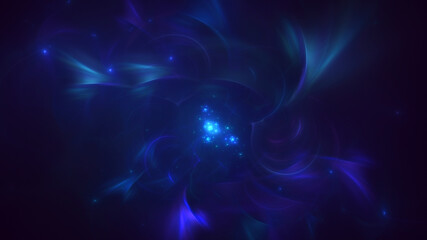 3D rendering abstract blue fractal light background