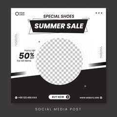 Summer sale square banner for social media post template
