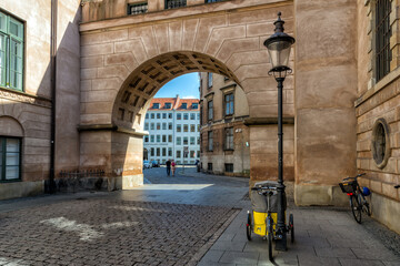 Bicycles on the old town street. Copenhagen - Denmark