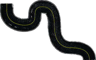 Grunge textured curved road . Retro design element .Distress vector texture .
