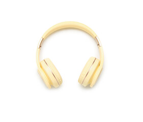 Modern headphones on white background