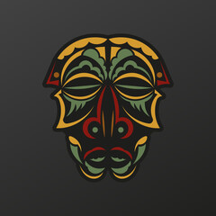 Face of the gods of ancient tribes tattoo. Luxurious pattern with lace motifs. Isolated. Vector illustration