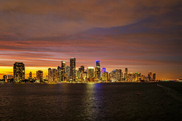 Obraz na płótnie Canvas Miami city skyline view from Biscayne Bay.