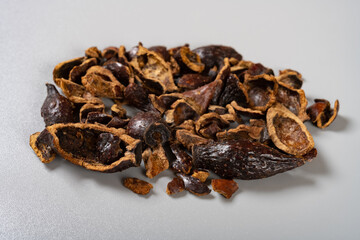 angle view herb YanJinYingZi or Rosae Laevigatae Fructus or Salty Cherokee Rose Fruit