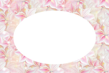 Floral frame with delicate pink lilies.