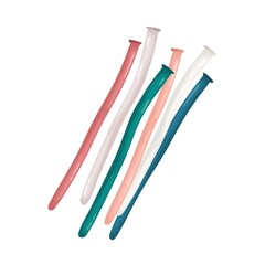 Empty deflated latex air balloons. Uninflated rubber long modelling ballons of different color. Inflatable tube-shaped party baloons for decoration. Flat vector illustration isolated on white