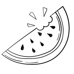 Bitten watermelon bw