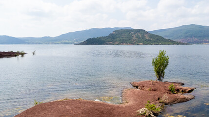Panorama mountain of Lac du Salagou in Herault in Occitanie France