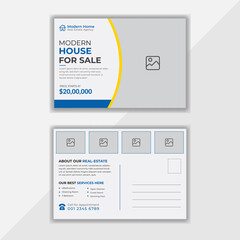 Professional Real Estate and Modern Home Sale Postcard Design Template 
