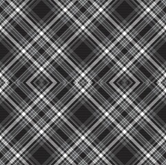 Black and White Argyle Plaid Tartan textured Seamless Pattern Design