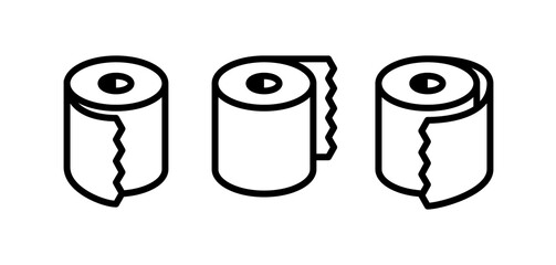 Set of toilet paper rolls outline icons. Vector isolated on white.