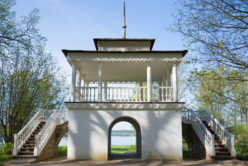 Grotto Pavilion close-up on a May day. Petrovskoye, Pushkin Mountains. Russia