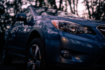Blue car closeup