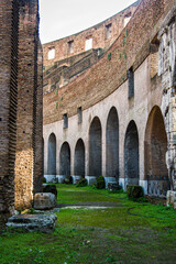 Fototapeta premium Colosseum's internal pillars and archways in Italy, Europe
