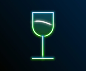 Glowing neon line Wine glass icon isolated on black background. Wineglass sign. Colorful outline concept. Vector