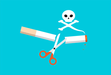 No smoking and cutting cigarette out with scissors