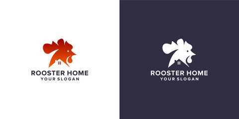 rooster with home logo design © euforia