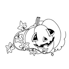 Pumpkin with eyes is an element of decor for Halloween. Coloring. Gloomy Doodles. Vector illustration isolated on white background