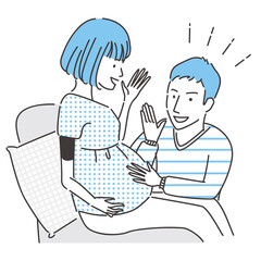 線画人物アイコン　マタニティ　夫婦　声がけ