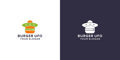 burger with ufo logo design
