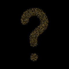 Naklejka premium Question mark Gold Glitter Stars. Luxury Confetti.