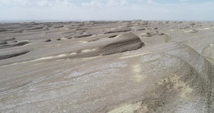 Aerial footage of yardang landform landscape in west of China