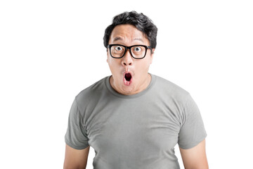 Asian man in eyeglasses with excited expression