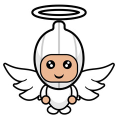 Garlic angel costume vegetable mascot cartoon character vector