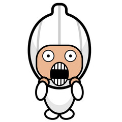 vector cartoon character vegetable mascot garlic costume with surprised expression