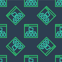 Line Browser files icon isolated seamless pattern on blue background. Vector