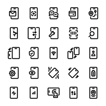 Smartphone Related Vector Line Icons. Contains such Icons as Smartphone, Wireless, Signal and More